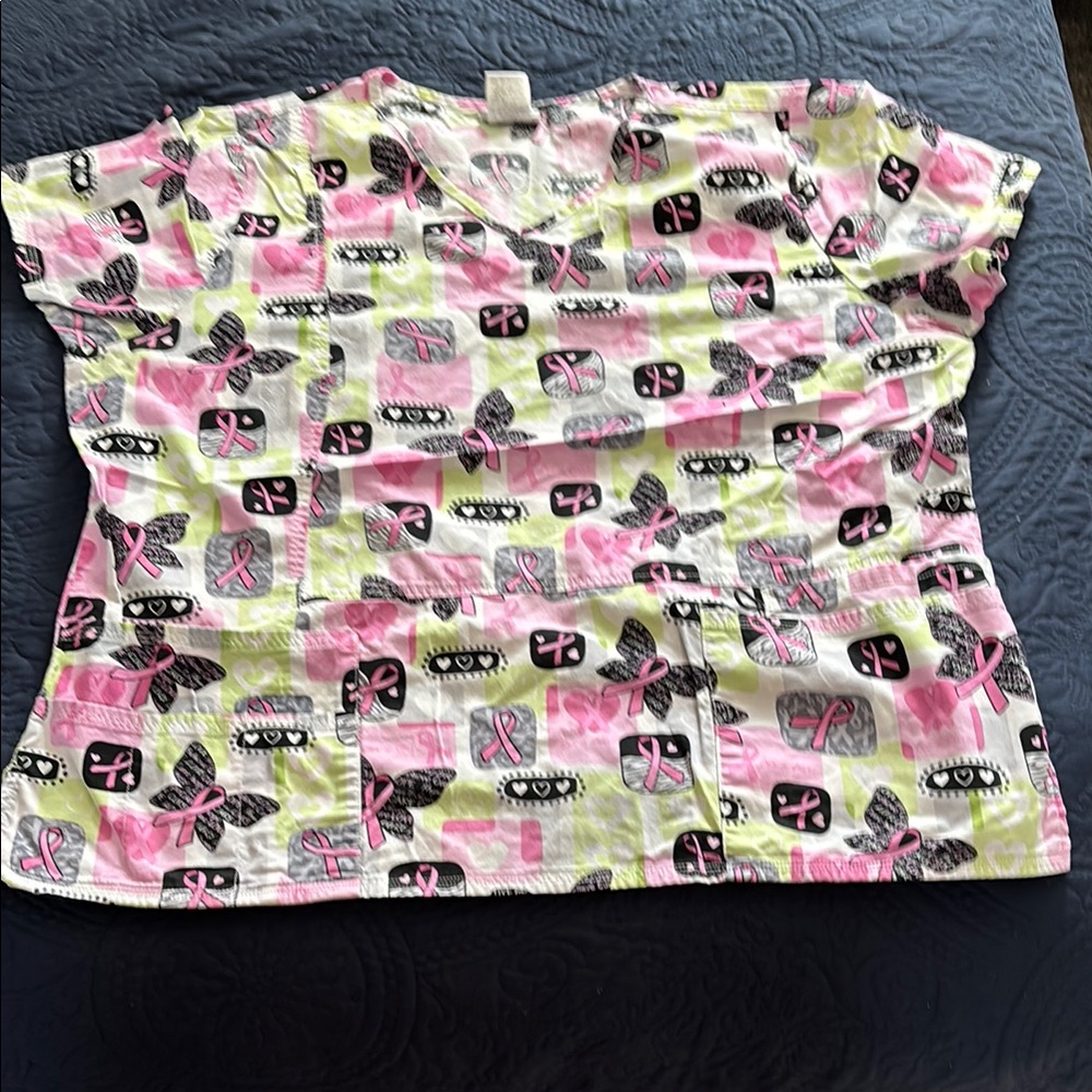 Pink and Black  Breast Cancer Awareness SCRUB top